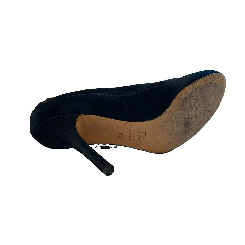 Women's Dior Black Y2K  Satin Ballerina Style Heels